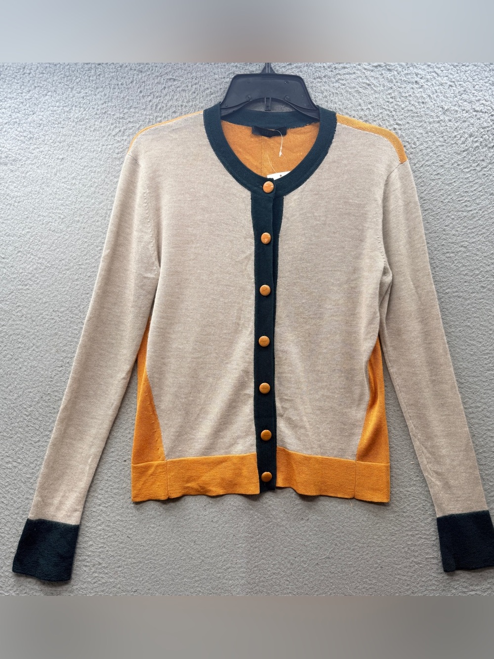The Row Wool Cashmere Cardigan Sweater Colorblock Relaxed-Fit Minimalist Size S